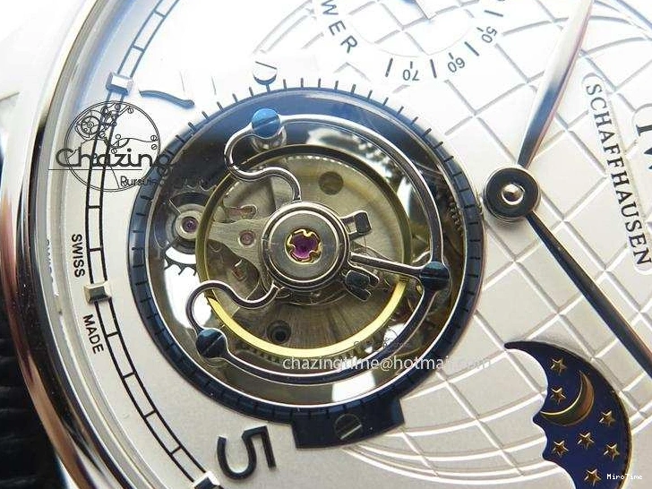 MIROTIME 0120 UrbanStyle Portuguese Tourbillon Power Reserve Moonphase SS White Dial On Black Leather Strap 7318